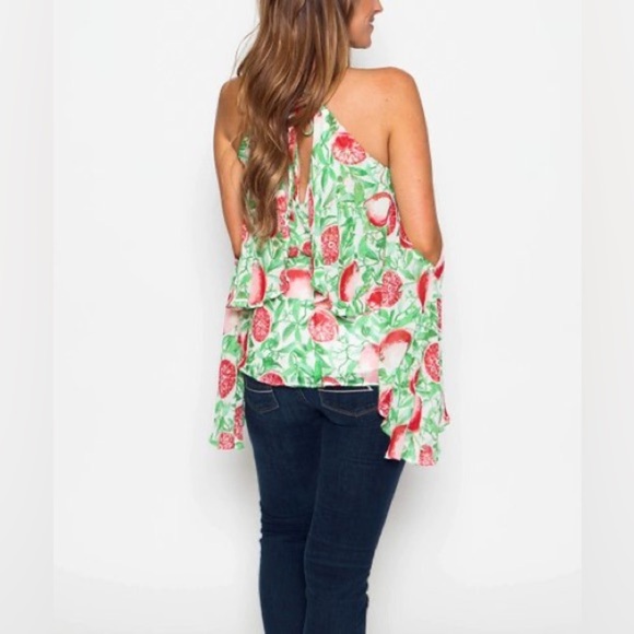 Judith March | Grapefruit Shoulder-Cutout Halter Top - Picture 3 of 6